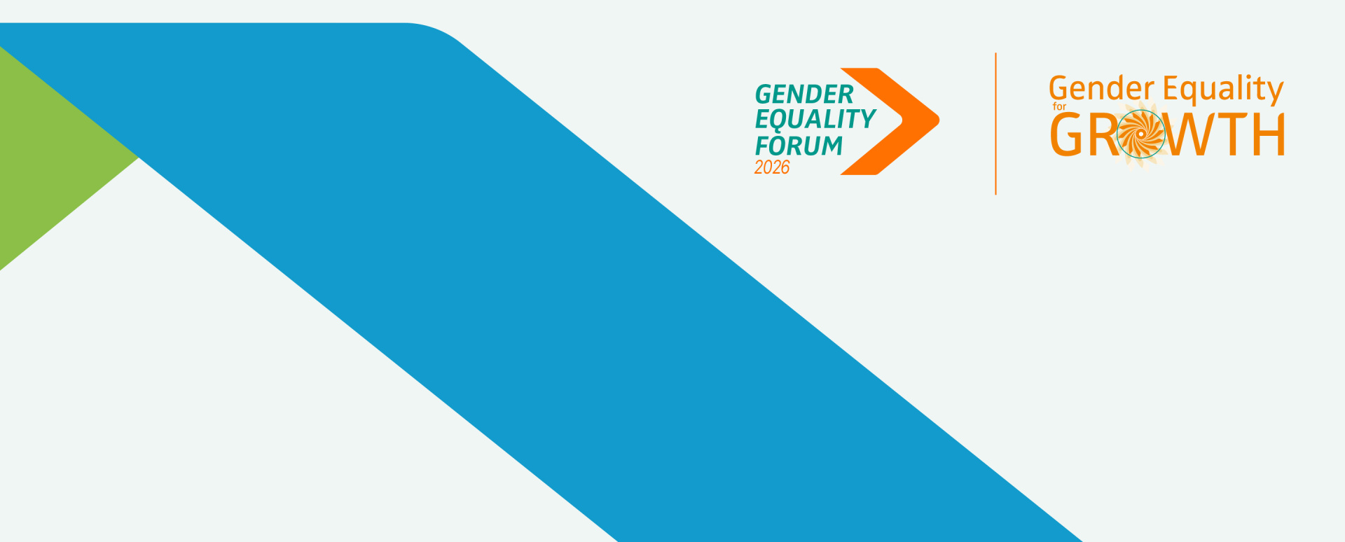 Green and blue stripes on a background with the logos of EIGE and Gender Equality Forum 2026 on it