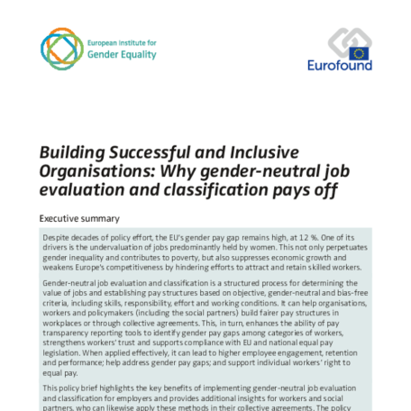 Building Successful and Inclusive Organisations: Why gender-neutral job evaluation and classification pays off