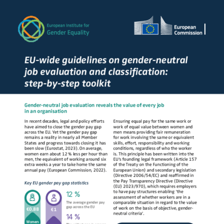 Factsheet: EU-wide guidelines on gender-neutral job evaluation and classification - Step-by-step toolkit