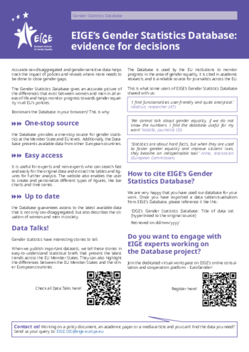 EIGE's Gender Statistics Database EIGE's Gender Statistics Database