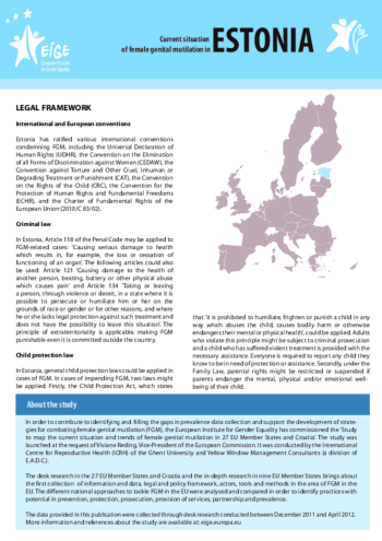 Current situation of female genital mutilation in Estonia Current situation of female genital mutilation in Estonia