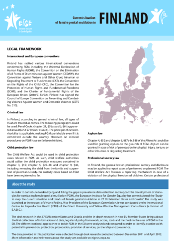 Current situation of female genital mutilation in Finland Current situation of female genital mutilation in Finland