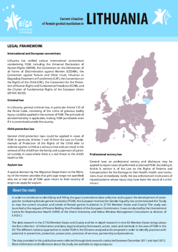 Current situation of female genital mutilation in Lithuania Current situation of female genital mutilation in Lithuania