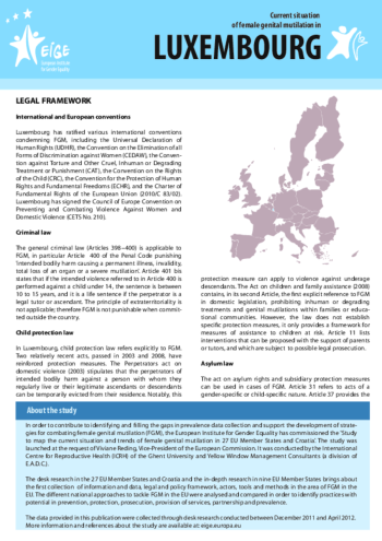 Current situation of female genital mutilation in Luxembourg Current situation of female genital mutilation in Luxembourg