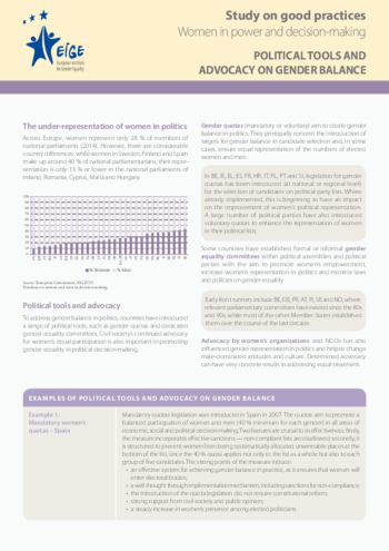 Political tools and advocacy on gender balance - Leaflet Political tools and advocacy on gender balance - Leaflet