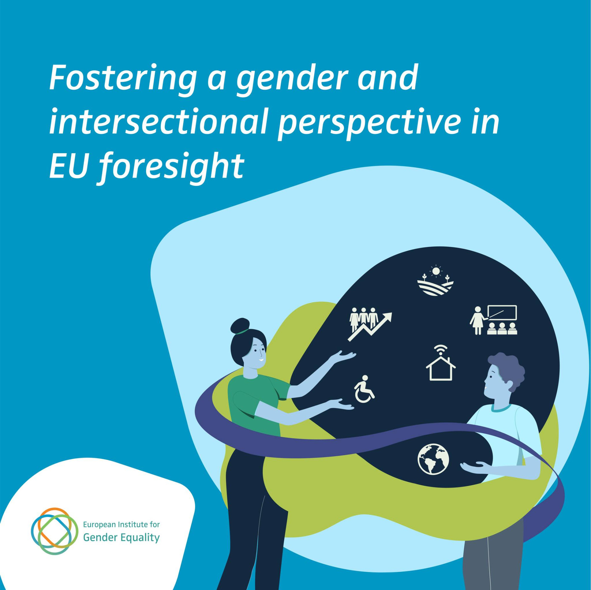 Illustration of a woman and man communicating