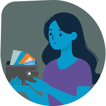 Illustration of a woman holding a wallet.
