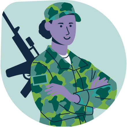 Illustration of a woman soldier. 
