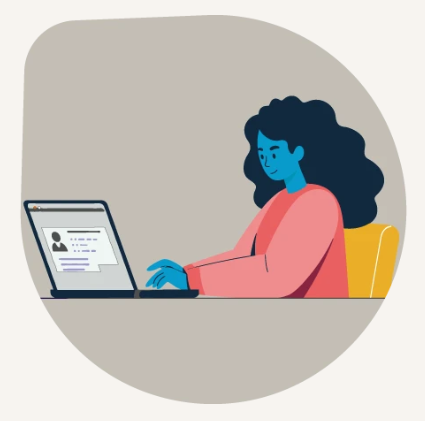 Woman working on a laptop