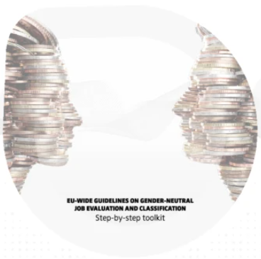 Two faces, one female and one male, assembled from coins