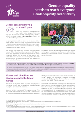Gender equality needs to reach everyone - Gender equality and disability