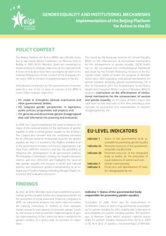 Fact sheet: Gender equality and Institutional Mechanisms