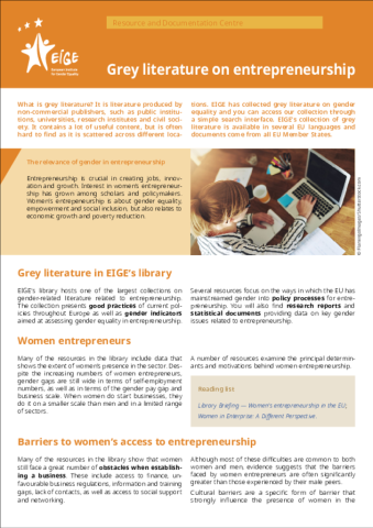 Grey literature on entrepreneurship