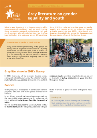 Grey literature on gender equality and youth