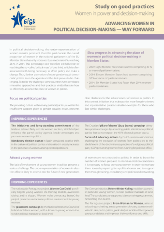 Advancing women in political decision-making - Way forward - Leaflet