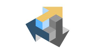 An abstract shape made up of three directional arrows
