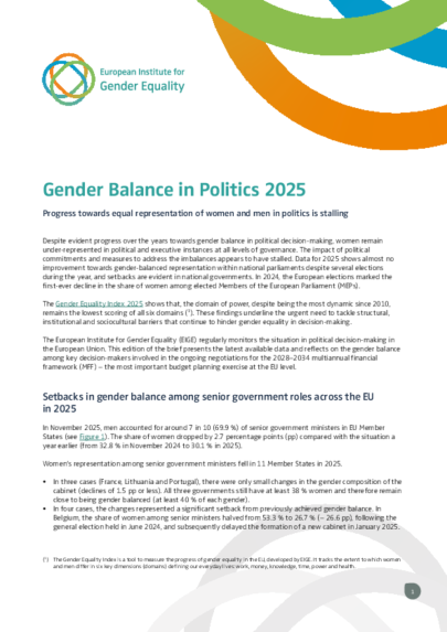Gender Balance in Politics 2025