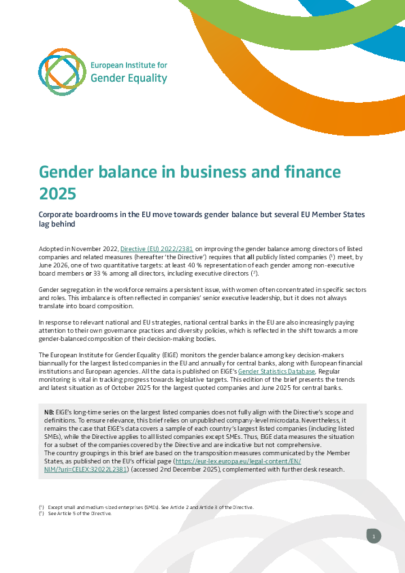 Gender balance in business and finance 2025