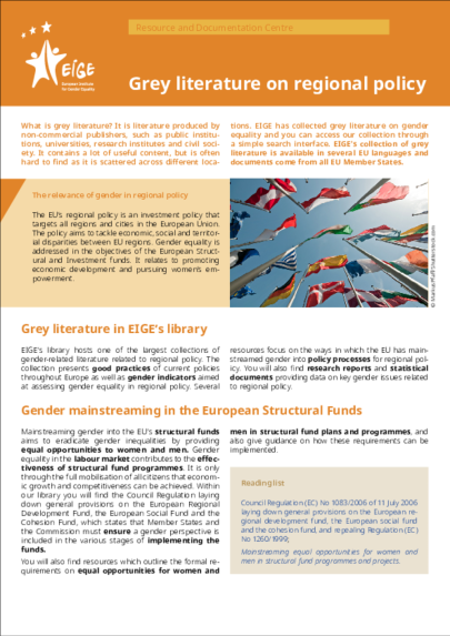 Grey literature on regional policy