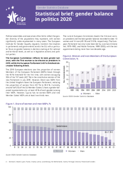 Statistical brief: gender balance in politics 2020